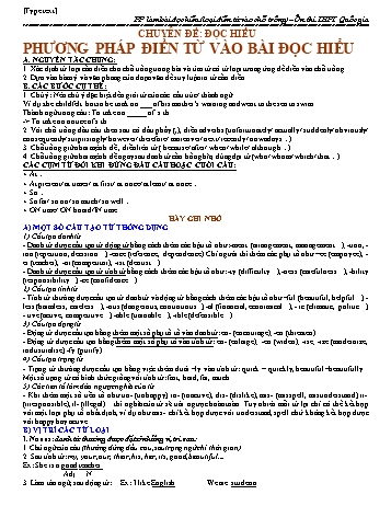 Chuyên đề Tiếng Anh Lớp 12 - Phương pháp điền từ vào bài đọc hiểu - Trường THPT Trần Hưng Đạo