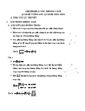 Chuyên đề Toán Lớp 11 - Góc, khoảng cách, quan hệ vuông góc, quan hệ song song - Trường THPT Trần Văn Lan