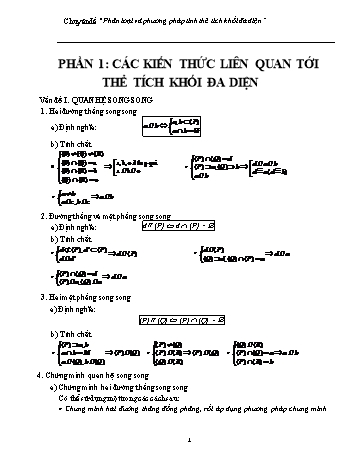 Chuyên đề Toán Lớp 12 - Phân loại và phương pháp tính thể tích khối đa diện - Trường THPT Trần Văn Lan