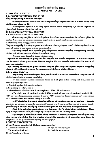 Chuyên đề tự học Sinh học Lớp 12 - Bằng chứng tiến hóa