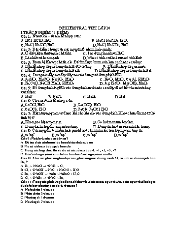 Đề kiểm tra 45 phút Hóa học Lớp 10 - Trường THPT Vũ Văn Hiếu