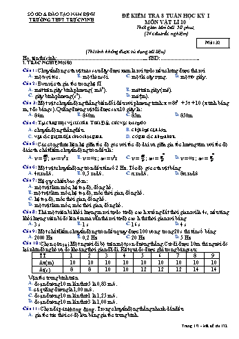 Đề kiểm tra giữa học kì 1 Vật lí Lớp 10 - Mã đề: 132 - Năm học 2017-2018 - Trường THPT Trực Ninh