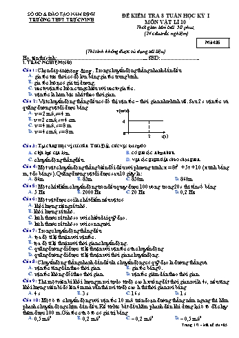 Đề kiểm tra giữa học kì 1 Vật lí Lớp 10 - Mã đề: 485 - Năm học 2017-2018 - Trường THPT Trực Ninh