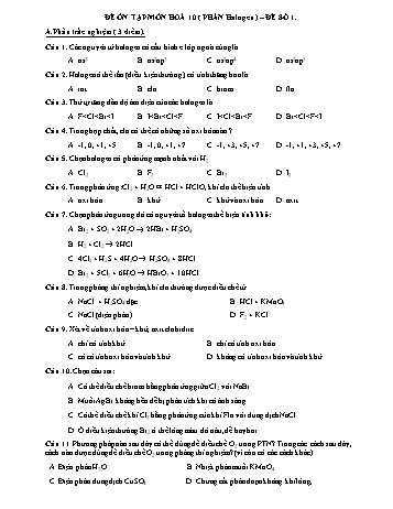 Đề ôn tập Hóa học Lớp 10 - Halogen - Trường THPT Vũ Văn Hiếu