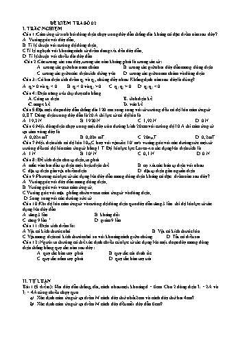 Đề ôn tập kiểm tra Vật lí Lớp 11 - Đề số 2 - Trường THPT Vũ Văn Hiếu