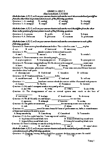 Đề ôn tập Tiếng Anh Lớp 12 (Lần 2) - Trường THPT Vũ Văn Hiếu