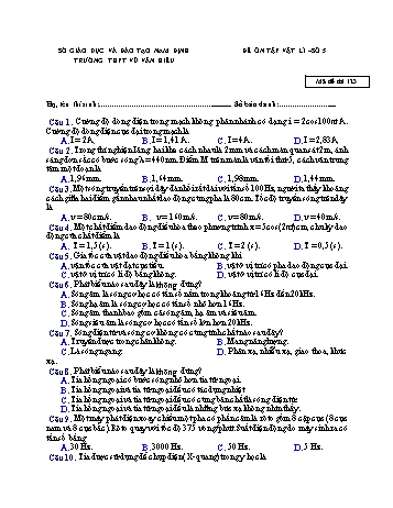Đề ôn tập Vật lí Lớp 12 - Đề số 5 - Trường THPT Vũ Văn Hiếu