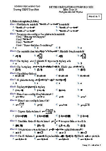 Đề thi chất lượng giữa học kì 1 Toán Lớp 10 - Đề gốc - Năm học 2017-2018 - Trường THPT Trực Ninh