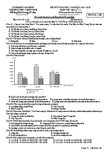 Đề thi giữa học kì 1 Địa lí Lớp 12 - Mã đề: 485 - Năm học 2017-2018 - Trường THPT Trực Ninh (Có đáp án)