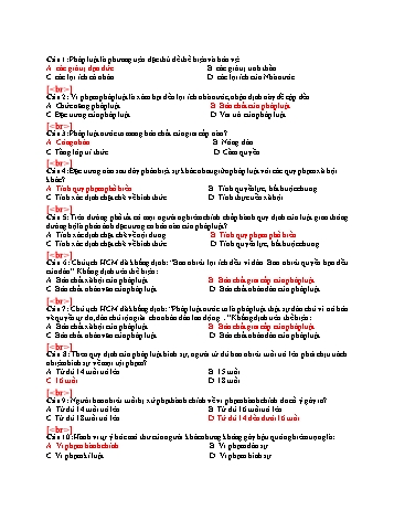 Đề thi giữa học kì 1 Giáo dục công dân Lớp 12 - Đề gốc - Năm học 2017-2018 - Trường THPT Trực Ninh (Có đáp án)