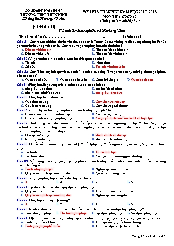 Đề thi giữa học kì 1 Giáo dục công dân Lớp 12 - Mã đề: 485 - Năm học 2017-2018 - Trường THPT Trực Ninh (Có đáp án)
