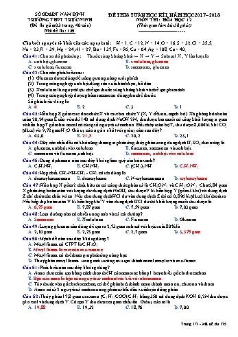 Đề thi giữa học kì 1 Hóa học Lớp 12 - Mã đề: 135 - Năm học 2017-2018 - Trường THPT Trực Ninh (Có đáp án)