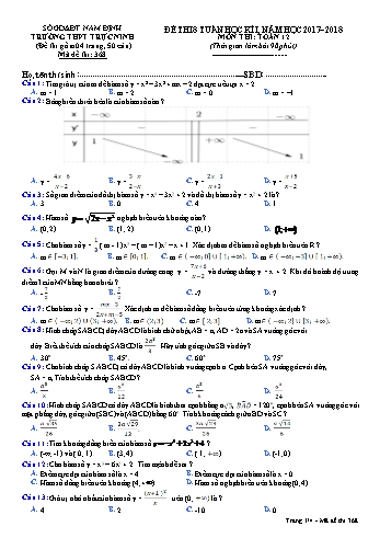 Đề thi giữa học kì 1 Toán Lớp 12 - Mã đề: 368 - Năm học 2017-2018 - Trường THPT Trực Ninh