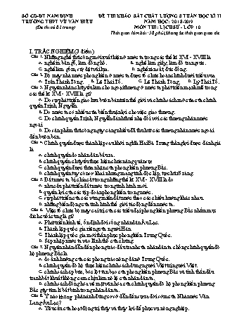 Đề thi khảo sát chất lượng giữa học kì 2 Lịch sử Lớp 10 - Trường THPT Vũ Văn Hiếu