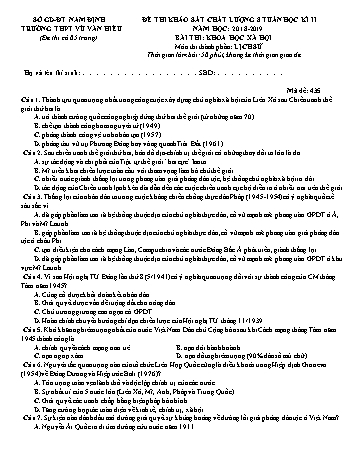 Đề thi khảo sát chất lượng giữa học kì 2 Lịch sử Lớp 12 - Trường THPT Vũ Văn Hiếu