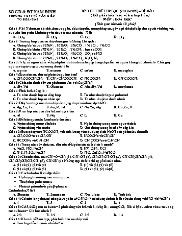 Đề thi thử THPT Quốc gia môn Hóa học - Đề số 1 - Trường THPT Vũ Văn Hiếu