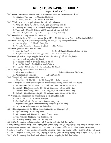 Hướng dẫn ôn tập Địa lí Lớp 12 - Trường THPT Trực Ninh