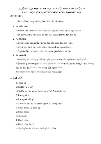 Hướng dẫn ôn tập Giáo dục công dân Lớp 10 - Bài 11+12 - Trường THPT Trực Ninh