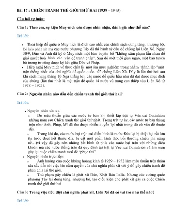 Hướng dẫn ôn tập Lịch sử Lớp 11 (Đợt 1) - Trường THPT Trực Ninh