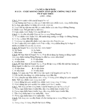 Hướng dẫn ôn tập Lịch sử Lớp 12 (Đợt 2) - Trường THPT Trực Ninh