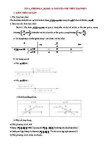 Kế hoạch dạy thêm Đại số Lớp 10 - Bài 3: Dấu của nhị thức bậc nhất - Trường THPT Trực Ninh