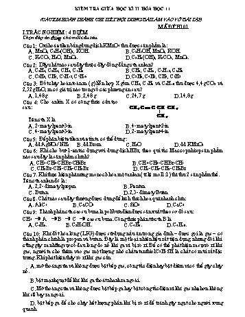 Kiểm tra giữa học kì 2 Hóa học Lớp 11 - Trường THPT Vũ Văn Hiếu