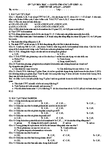 Ôn tập Hóa học Lớp 11 (Dành cho khối A) - Ankan. Anken
