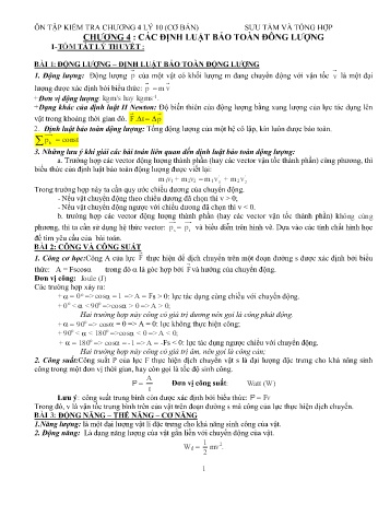 Ôn tập kiểm tra Vật lí Lớp 10 (Cơ bản) - Chương 4: Các định luật bảo toàn đông lượng - Trường THPT Trực Ninh