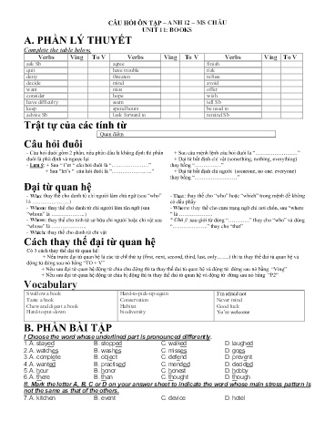 Ôn tập Tiếng Anh Lớp 12 - Unit 11: Books - Trường THPT Trực Ninh