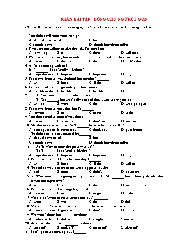 Phiếu bài tập Tiếng Anh Lớp 11 - Đồng chủ ngữ rút gọn - Trường THPT Trần Hưng Đạo