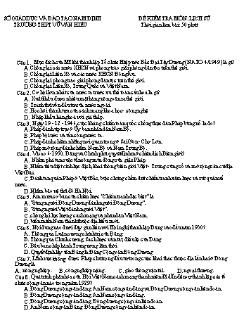 Trắc nghiệm Lịch sử Lớp 12 - Trường THPT Vũ Văn Hiếu
