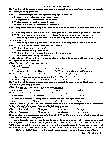 Trắc nghiệm Tiếng Anh Lớp 12 (Lần 3) - Trường THPT Vũ Văn Hiếu