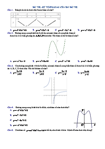 Trắc nghiệm Toán Lớp 12 - Đồ thị. Sự tương giao của hai đồ thị - Trường THPT Vũ Văn Hiếu